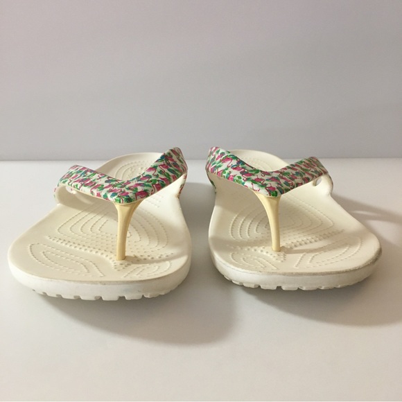 Crocs Ionic Comfort Kadee II White Flamingo Flip Flops Sandals Women's Size 10 - Picture 6 of 16
